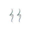 wholesale S925 Sterling Silver Fashion Earrings with Colorful Zircon Inlay and Line Design, Luxurious and High-End Autumn/Winter Earrings for Wholesale-0-5
