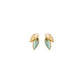 wholesale S925 silver Japanese version earrings women small fresh plant blue leaf two-tone sweet ear accessories G9940-0-4