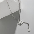 wholesale S925 Sterling Silver 003 Korean Version Ins Niche Design Minimalist Versatile Large and Small Letter B Chain Texture Necklace for Women-0-0