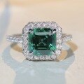 wholesale S925 Sterling Silver Emerald Cut 7X7 High Carbon Diamond Full Zircon Square Envelope Ring for Women-0-3