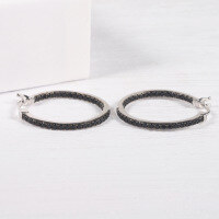 wholesale 925 Sterling Silver Fashionable and Unique Zirconia and Nano Stone Round Earrings, European and American Style Internet Celebrity Hoop Earrings, Available for Drop Shipping-Black Nano Stone Earrings>925 Silver