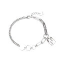 wholesale S925 Silver Retro Vintage Round Pendant Horsewhip Chain Goodluck Lucky Bracelet, Trendy and Versatile for Women-0-4