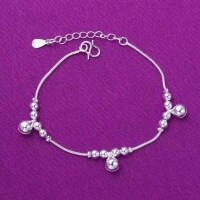 wholesale S925 Sterling Silver Fashion Korean Style Minimalist Cute Three Bells Anklet, Versatile Elegant Bracelet Wholesale Jewelry-xb1050-white gold