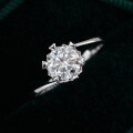 S925 Silver Moissanite Ring, Snowflake Twist Shank, Six-Prong Crown Setting, Factory Dropshipping-0-0