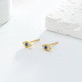 wholesale S925 Sterling Silver Personalized European And American Evil Eye Stud Earrings For Women, Elegant And Versatile Eye-shaped Zircon-accented Ear Accessories-0-1