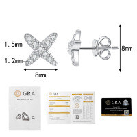 S925 Silver Full-Cut Moissanite X-Cross Minimalist Korean Style Stud Earrings Wholesale-26-point Moissanite  925 silver