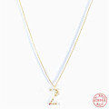 wholesale S925 Sterling Silver 26-Letter Butterfly Pendant Necklace with Zircon-0-30