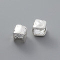 wholesale S925 Sterling Silver Textured Retro Square Ear Clasps with Heavy Workmanship, Fashionable Minimalist Style Earrings M04128-0-3