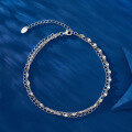 wholesale S925 Sterling Silver Double Layer Tassel Multi-Layer O-Link Chain, Highly Versatile and Minimalist Wholesale Anklet-0-2