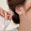 wholesale S925 Silver White Diamond Four-Leaf Clover Stud Earrings, Minimalist Earrings, Fashionable and Popular in Europe and America for Women-0-2