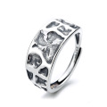 wholesale S925 Sterling Silver Geometric Retro Distressed Ring with Concave-Convex Meteorite Texture, European and American Fashion Trend Accessory-0-4