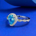 wholesale S925 Silver New 6*8mm Teardrop Pear-Shaped Sea Blue Ring for Women-0-1