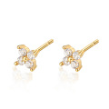 wholesale S925 Sterling Silver Floral Ear Studs for Women with Zircon Inlaid, Vintage Light Luxury Earrings, Ins-style Forest Series Accessories-0-4