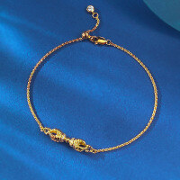 wholesale S925 silver gold-colored Vajra antique diamond-studded bracelet for women-B158 Golden Vajra Bracelet>925 Silver