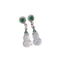 wholesale Sterling Silver Retro White Chalcedony Gourd Earrings Women, National Trend Court Style Luxury Hetian Jade Ear Studs Earrings for Douyin Live Streaming-0-4