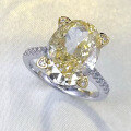 wholesale S925 Sterling Silver New 10*14mm Imported High Carbon Diamond Oval Yellow Diamond Ring Radiant Cut for Women-0-2