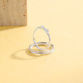 wholesale S925 Sterling Silver Shiny Diamond Heart Bow Couple Rings, Korean Style Ins Niche Design Matching Bands Gift for Girlfriend-0-2