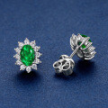 S925 Sterling Silver Oval Emerald-Cut Stud Earrings for Fashionable Commuting-0-4