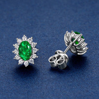 S925 Sterling Silver Oval Emerald-Cut Stud Earrings for Fashionable Commuting.-V Style [Clearance Sale with Free Shipping]  925 Silver