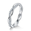 wholesale 925 Sterling Silver Plated with K Gold Cross-border Best-selling Moissanite Row Ring, Twisted Vine Ring, Fashionable Ins-style Stackable Row Ring-0-4