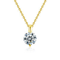 Sterling Silver Moissanite Mermaid Tear Necklace, Fashion-Forward Minimalist Classic Pendant Collarbone Chain-Mermaid Tears Necklace (Gold)  1-carat Moissanite