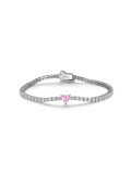 wholesale S925 Silver Heart Moissanite Heart-shaped Bracelet with Luxury Pink and White Main Stone Design, Versatile and Hot-selling on Amazon-0-5