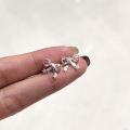 wholesale S925 Sterling Silver All-Over Shining Ribbon Bow Earrings – Korean-Style Sweet Cute Versatile Niche High-End Jewelry-0-5