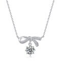 wholesale Metal Material: S925 Silver European and American fashion versatile full diamond bow necklace, lightweight luxury style, set with moissanite, cross-border supply for women-0-5