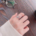 wholesale S925 Sterling Silver Double Layer Twist Edge Large and Small Heart Ring, Ins Korean Japanese Minimalist Elegant Lady Index Finger Ring-0-2