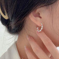 wholesale S925 Sterling Silver Unique C-Shaped Ballpoint Earrings for Women, Korean Style, Minimalist,, High-End Ear Studs and Ear Accessories-0-4