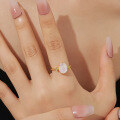 wholesale S925 Sterling Silver Cross-Border Hot-Selling Gold Gemstone Ring, Niche Luxury with Natural Cream Blue Moonstone for Women-0-1