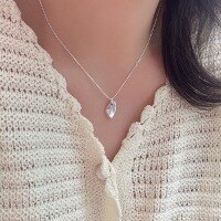 wholesale S925 Sterling Silver Geometric Irregular Cube Necklace for Women, Korean Style Minimalist Luxury Small and Exquisite High-End Versatile Collarbone Chain-Pure silver (40+5CM)