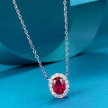 wholesale 925 Silver Cross-Border New High-End Jewelry Ruby Oval 6*9 Geometric Pendant Necklace with 40+5 Chain for-0-0