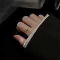 wholesale S925 Silver Simple Korean-style Women's Single-loop V-shaped Ring with Synthetic Pearl Jewelry J9263-0-2