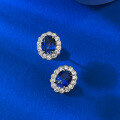 wholesale S925 silver royal blue 6*8mm oval egg-shaped stud earrings, a popular everyday fashion item on Xiaohongshu-0-2