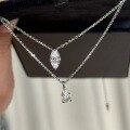 wholesale S925 Sterling Silver Classic Single Diamond Necklace Collection, Simple and Elegant High-Carbon Diamond Collarbone Chain, Layered Luxury Versatile Necklace-0-3
