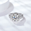 wholesale Platinum 5-carat round moissanite luxury classic halo ring for wealthy women's gatherings-0-3