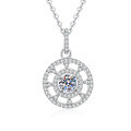S925 Sterling Silver Cross Border New Eight Treasures Compass Moissanite Pendant Necklace-0-3