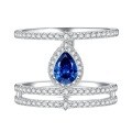 wholesale S925 Sterling Silver New Style 1 Carat Pear-shaped Tanzanite 5*7 Teardrop Ring, Fashionable and Elegant-0-4