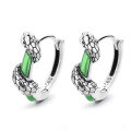 wholesale S925 Sterling Silver Green Drip Glaze Coiling Serpent Ring and Ear Clasp Retro Classic Trendy Street Style Accessories-0-6