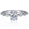 Sterling Silver 1-Carat Moissanite Engagement Ring Set with Stackable Bands-0-4