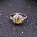 wholesale S925 Sterling Silver Fashionable and Luxe Natural Gemstone Ring for Women with Genuine Citrine, TikTok Live-0-1