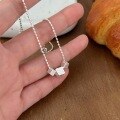 wholesale S925 Sterling Silver Minimalist Square Pendant Necklace for Women, Fashionable Elegant Hammered Square Choker, Understated Silver Statement Jewelry-0-5