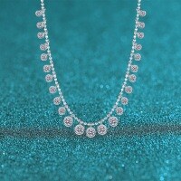 S925 Silver Full Moissanite Necklace for Women, Luxe Fashion Statement-4.5-carat pure Moissanite  925 silver