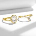 wholesale S925 Silver Plated 18K Gold 8*10mm Oval Cut Moissanite Ins-Style Engagement Ring for Women, Stackable Nesting Ring Set-0-3