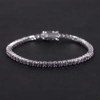 wholesale S925 Sterling Silver Niche Unique Gray Moissanite Tennis Bracelet 3/4/5mm Hip Hop Dark Style Bracelet-3mm grey moissanite bracelet  6.5 inches (approximately 16.5cm)