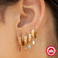 wholesale S925 Sterling Silver Colored Zircon Square Ear Claw Earrings for Women,Ins-0-2