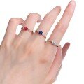 wholesale 925 sterling silver jewelry new style simulated diamond 4*6mm red blue white ring fashionable minimalist unisex-0-4
