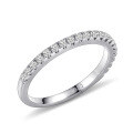 wholesale S925 Sterling Silver Minimalist Commute Ring Set with Moissanite, Three-Stacking Wedding Bands, Half-Eternity Gemstone Rings-0-2