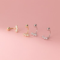 wholesale S925 Silver Three Connected Hearts with Diamond Accent Heart-shaped Elegant Earrings M00977-S925 silver pair silver 925 silver